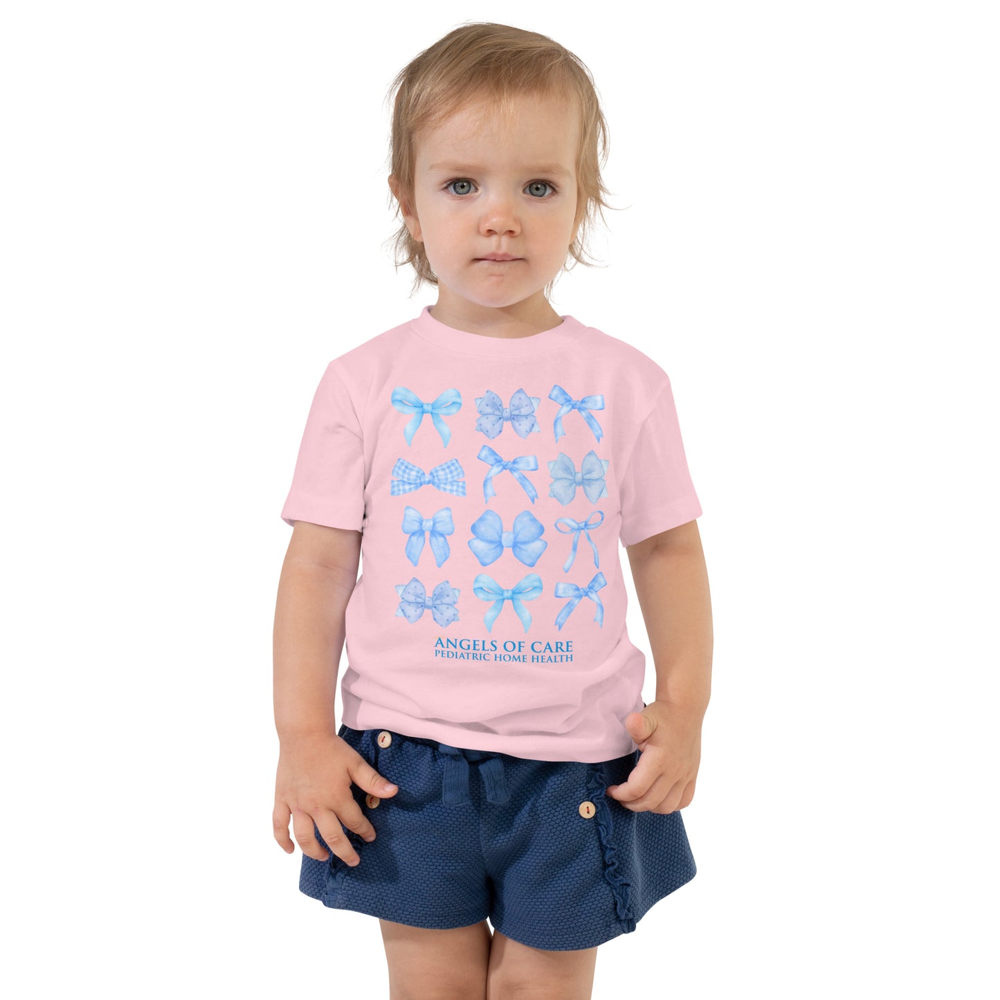 Angels of Care Blue Coquette Bows Toddler Tee