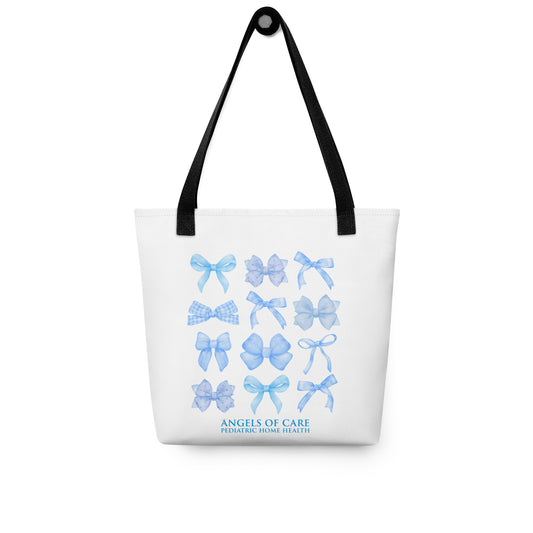 Angels of Care Blue Coquette Bows Tote Bag