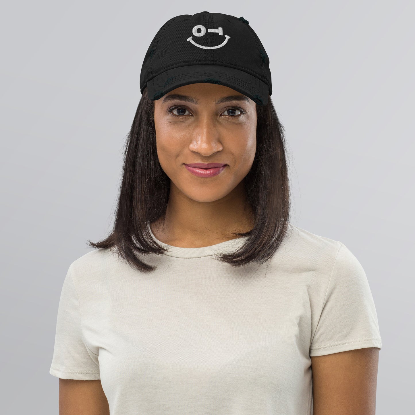 OT Smiley Distressed Dad Hat