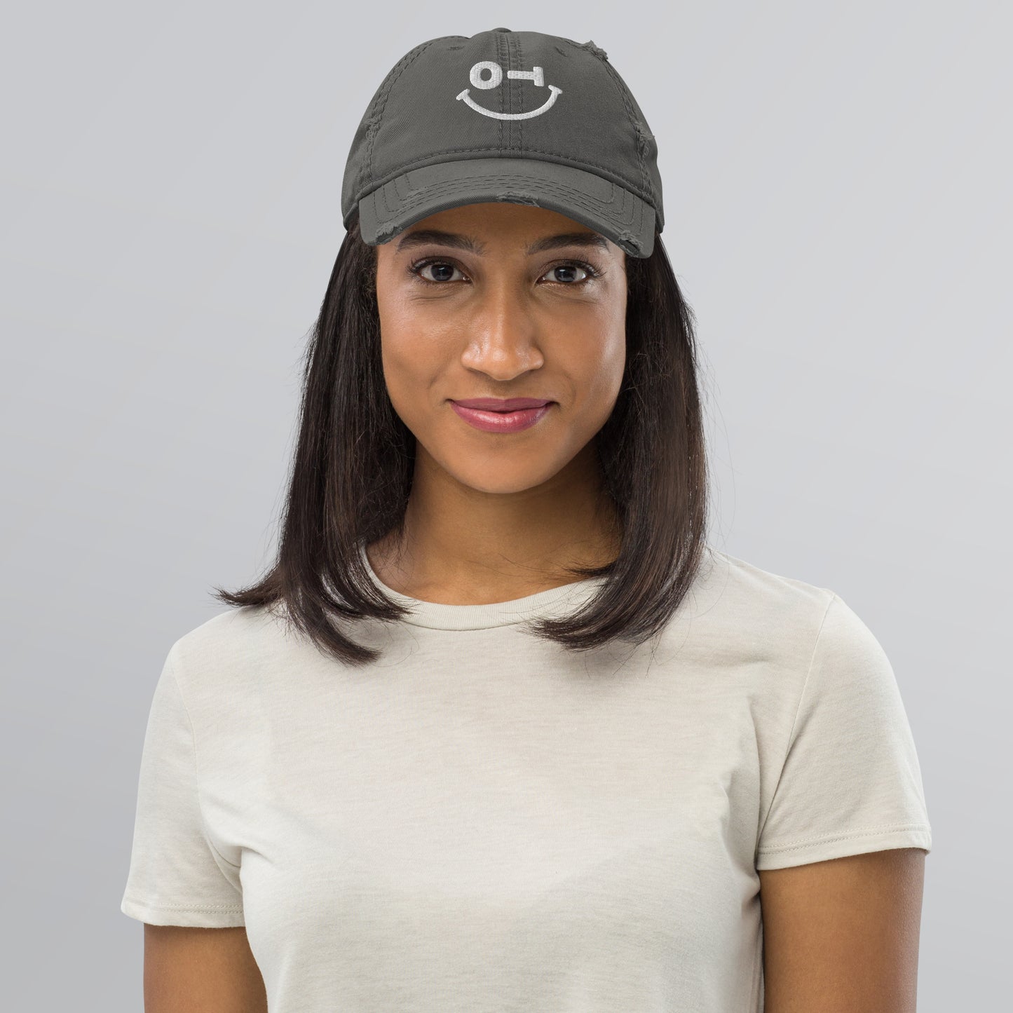 OT Smiley Distressed Dad Hat