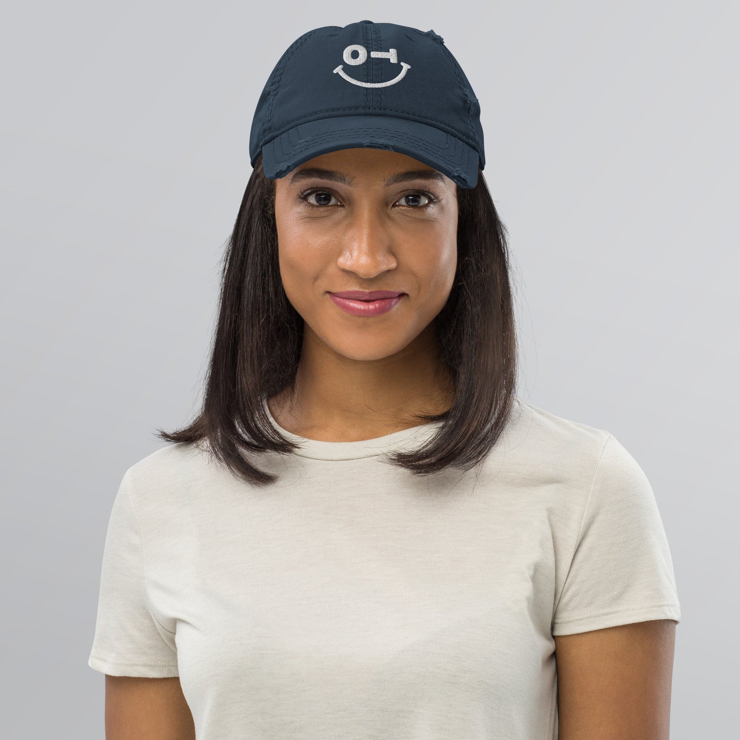 OT Smiley Distressed Dad Hat