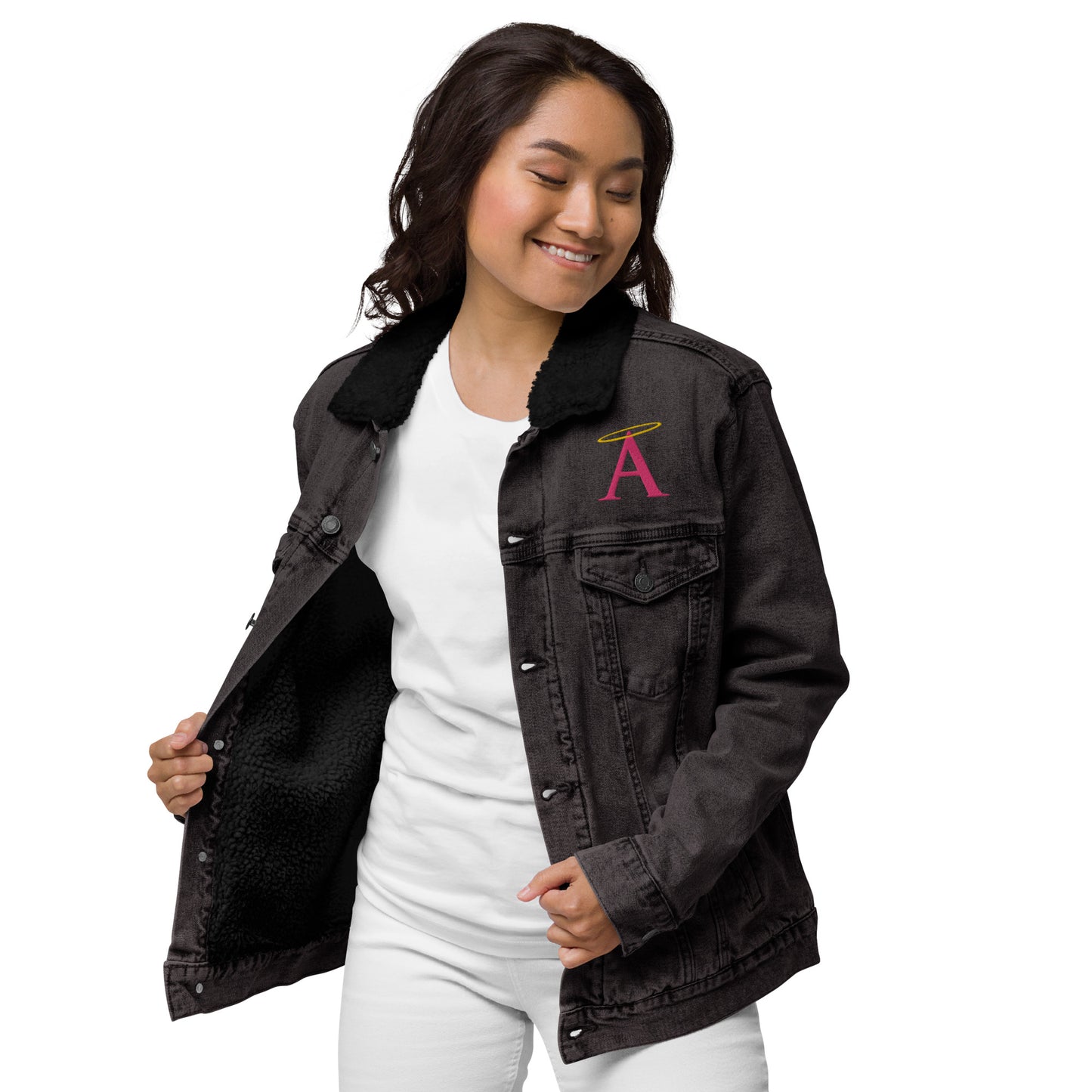 Pink A Unisex Denim Sherpa Jacket