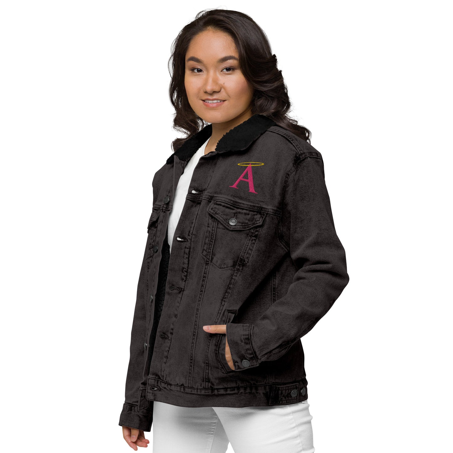 Pink A Unisex Denim Sherpa Jacket