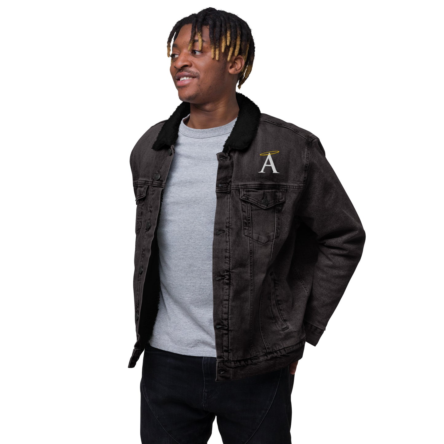 White A Unisex Denim Sherpa Jacket