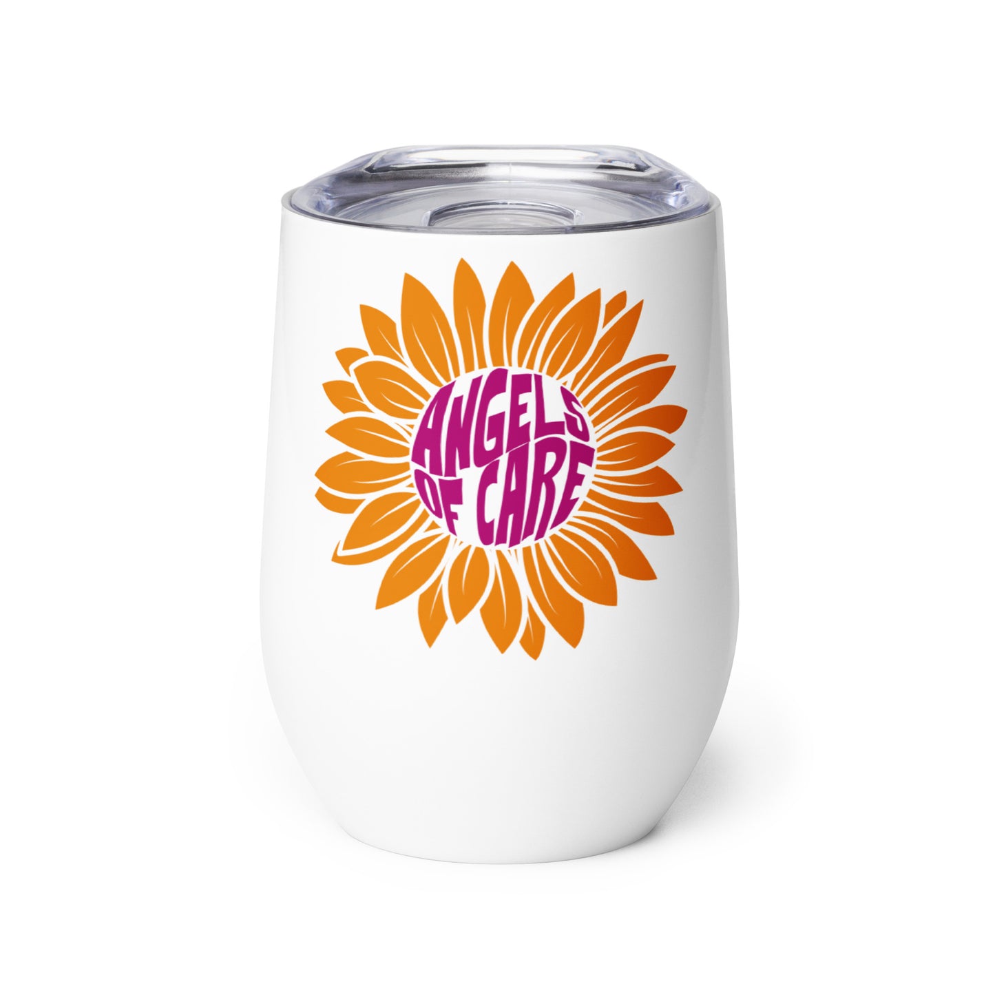 Angels of Care Sunflower Pink + Orange Wine Tumbler