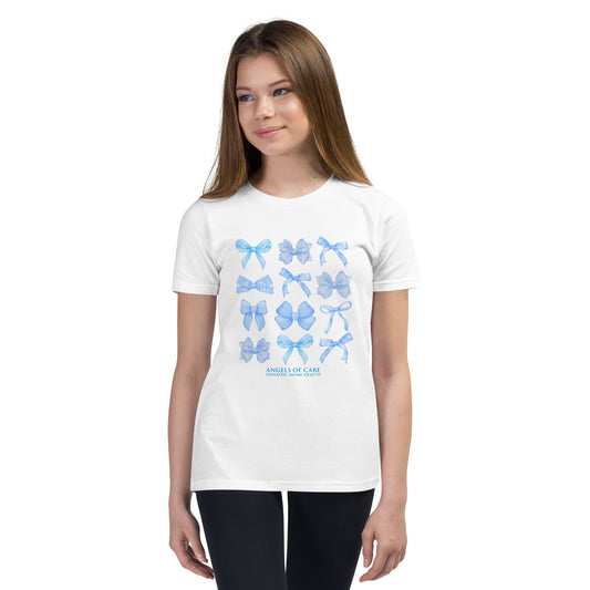 Angels of Care Blue Coquette Bows Youth Tee